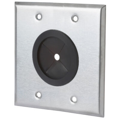 2 Gang Stainless Steel Standard Wallplate With Universal Grommet