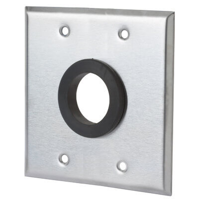 2 Gang Stainless Steel Wallplate With 1.5 Inch Grommet