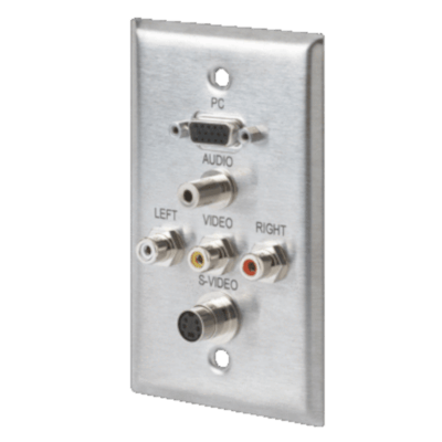 Stainless Steel Wallplate With VGA, 3.5 Stereo Audio, RCA Video Audio, S-Video Feed Thru