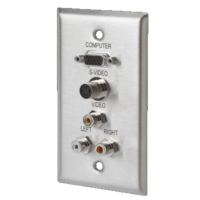 Stainless Steel Wallplate With VGA, S-Video, RCA Video Audio Feed Thru