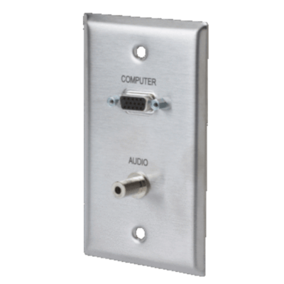 Stainless Steel Wallplate With VGA, 3.5 Stereo Audio Feed Thru