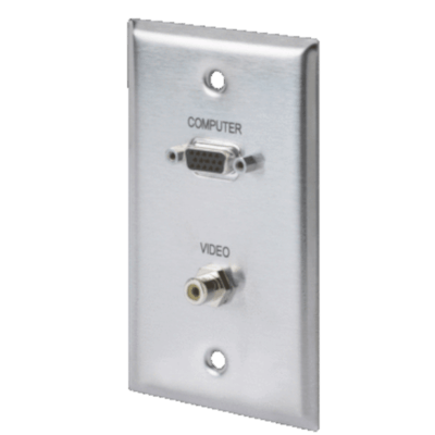 Stainless Steel Wallplate With VGA, RCA Video Feed Thru