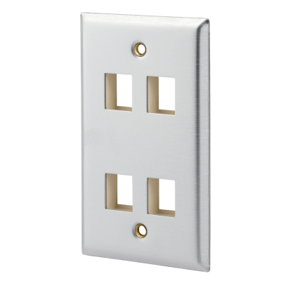 thumbnail image 2 of 1-Hole Keystone Wall Plate – Stainless Steel – My Cable Mart FE-KEY-1H-SS 2 of 6