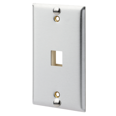 1 Port AMP Wall Plate with Phone Studs - Stainless Steel - 1 Gang
